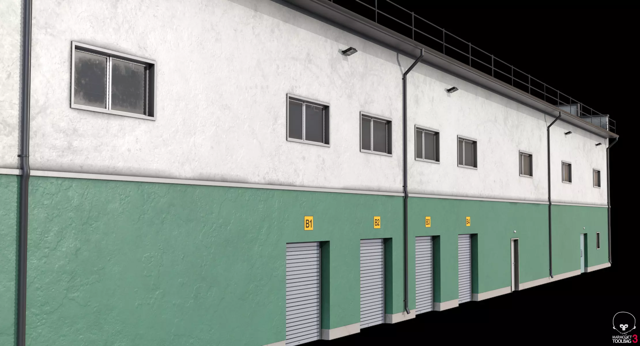 Industrial Building 17 Green PBR Low-poly 3D model_13