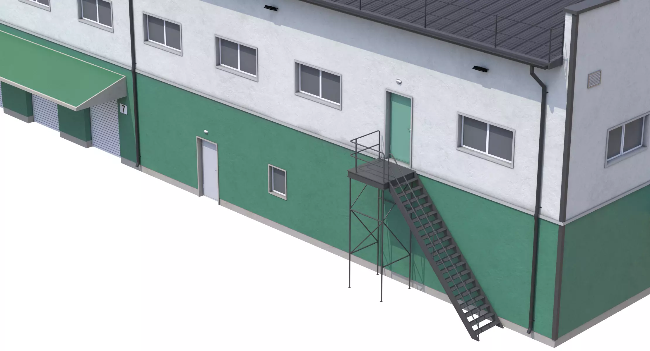 Industrial Building 17 Green PBR Low-poly 3D model_5