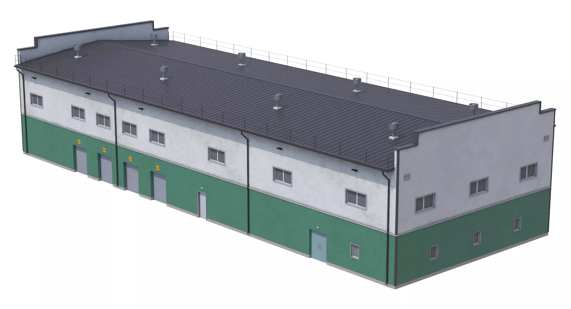 Industrial Building 17 Green PBR Low-poly 3D model_2