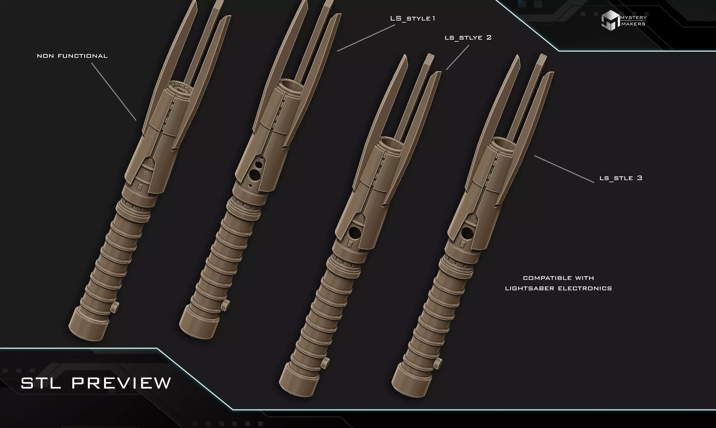 Starkiller spiked lightsaber 3D print model_1