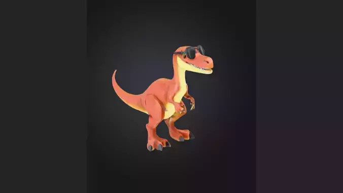 Realistic Dinosaur with Sunglasses 3D Print Toy Model