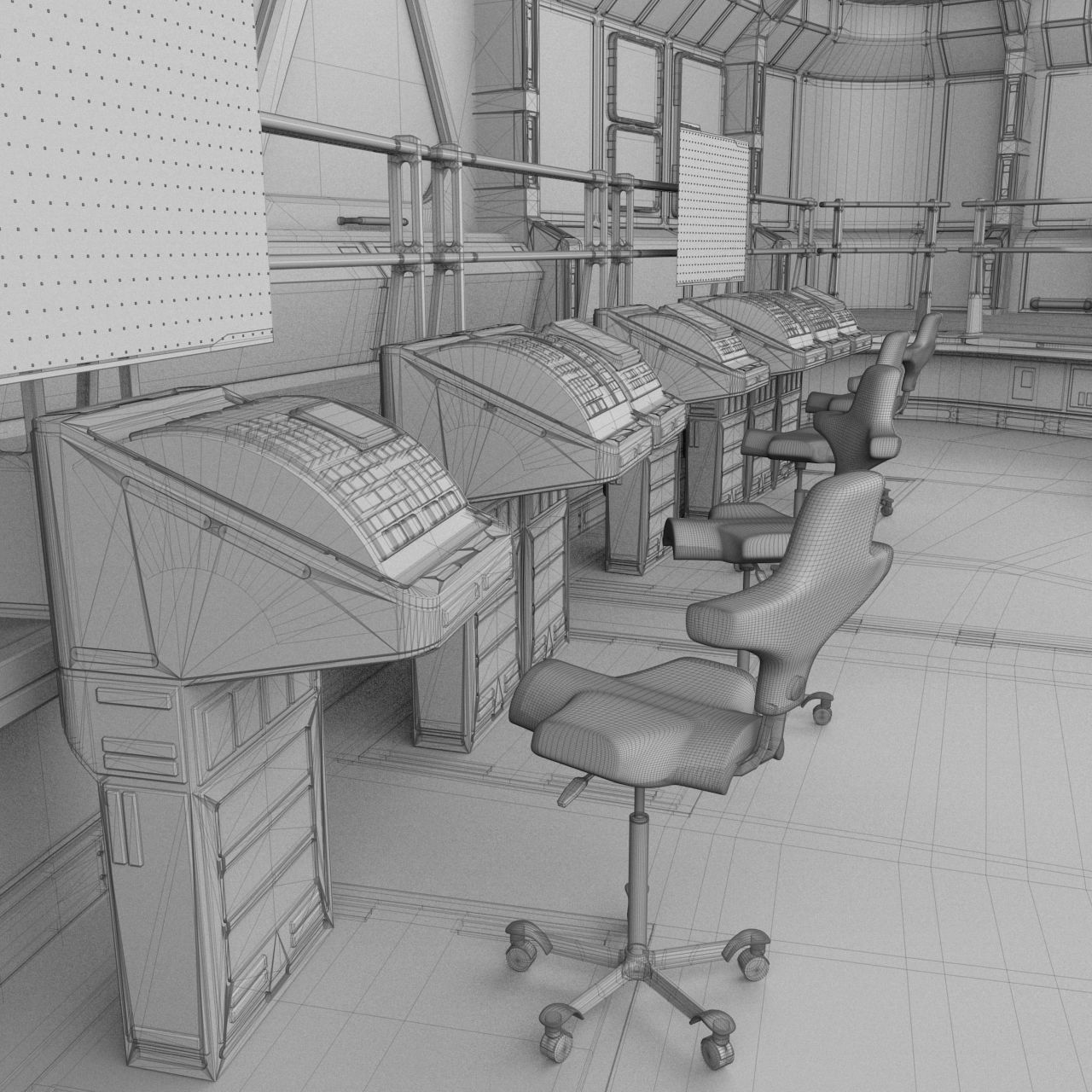 Starship Command Center High Poly PBR 3D model_20