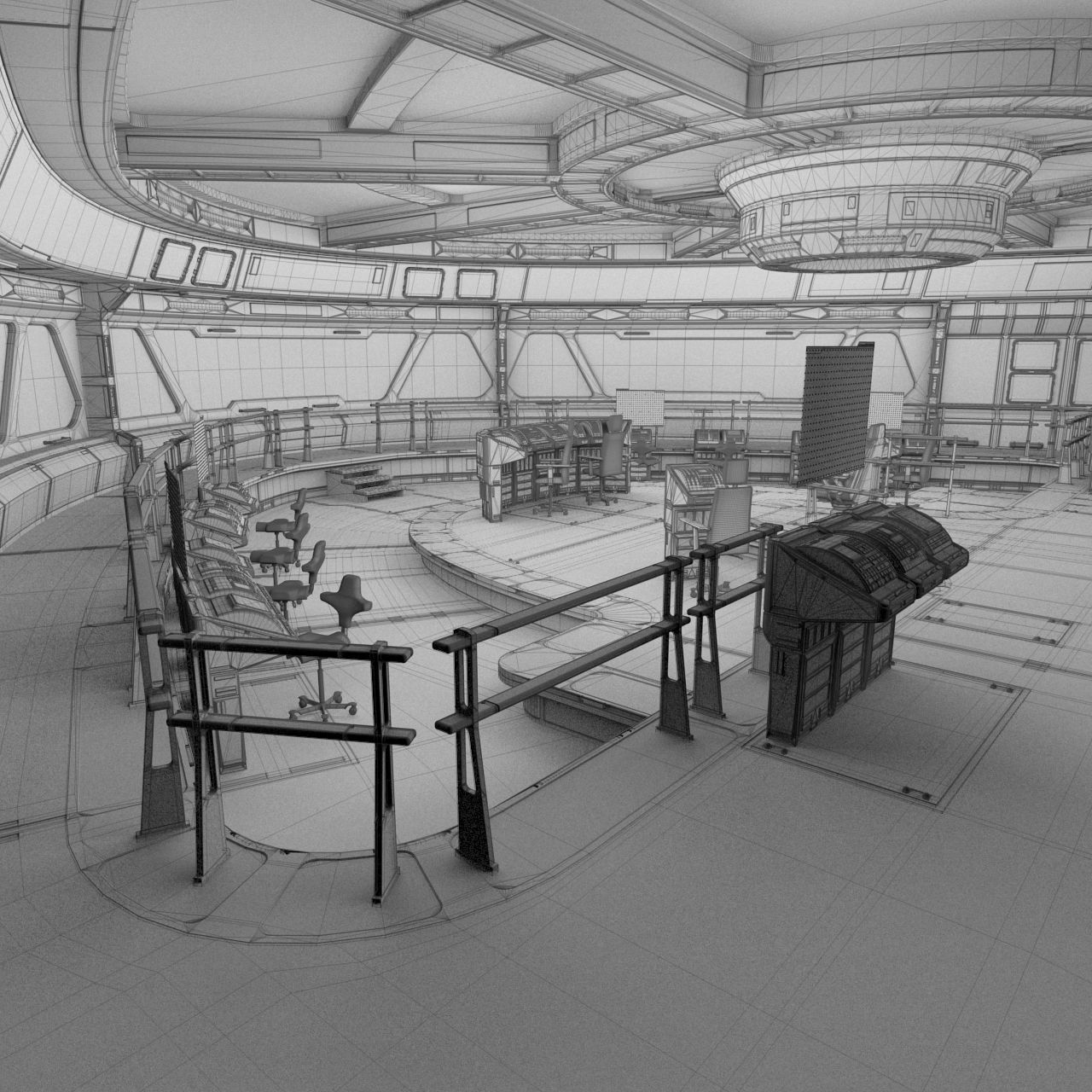 Starship Command Center High Poly PBR 3D model_5