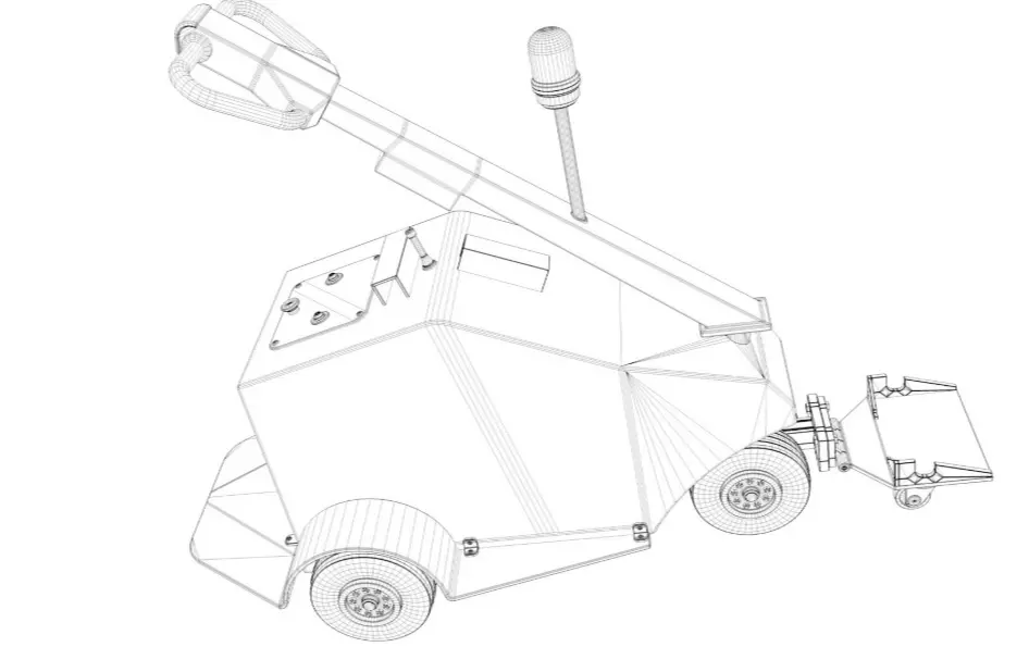 Airport Trolley Powered Tug Pusher Handle 3D model_6