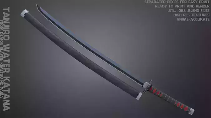 Demon Slayer Tanjiro Kamado Water Breathing Katana for Cosplay 3D print model