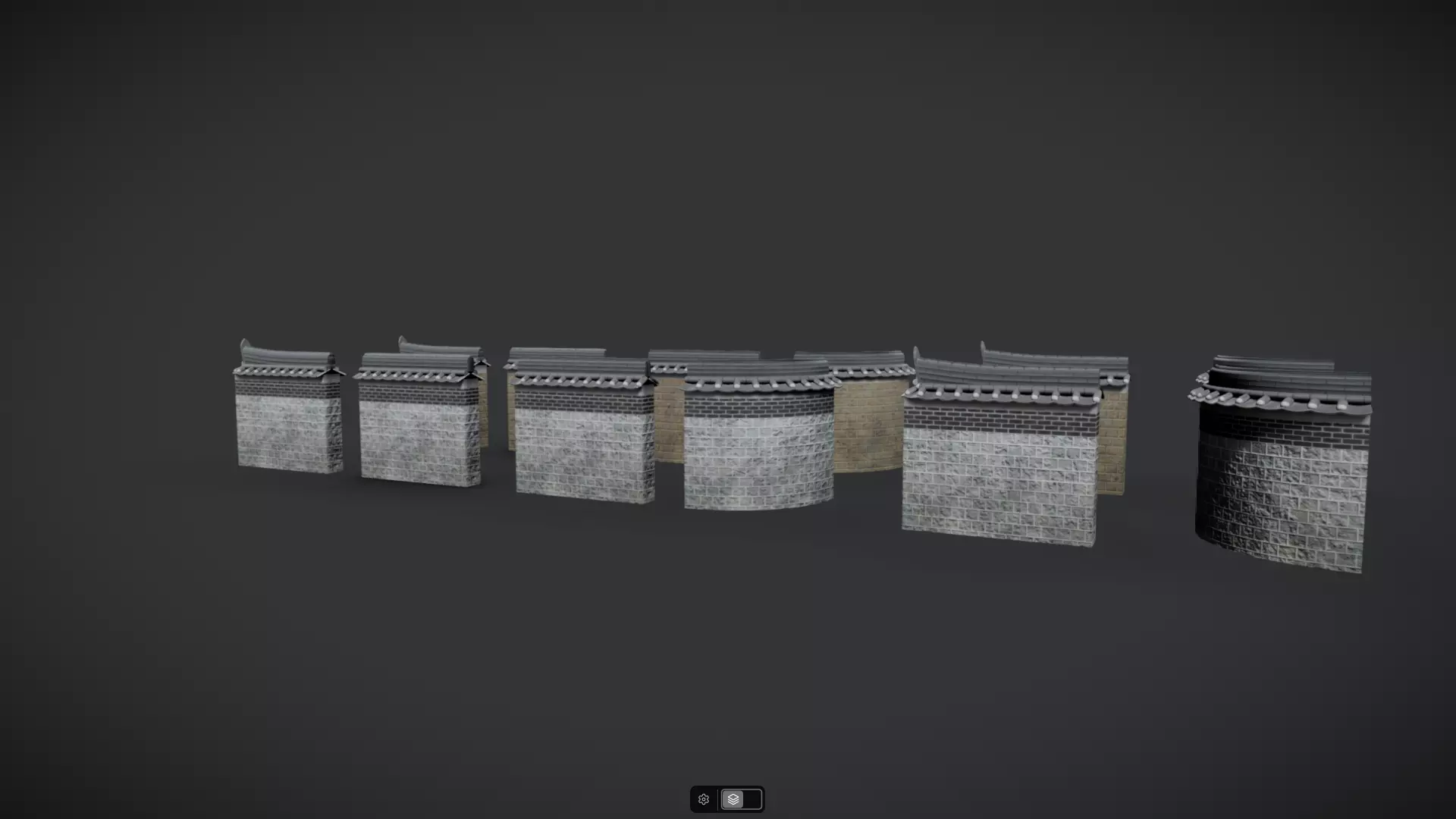 Korean Traditional Hanok Wall 02 - 2 more Texture sets Low-poly 3D model_0