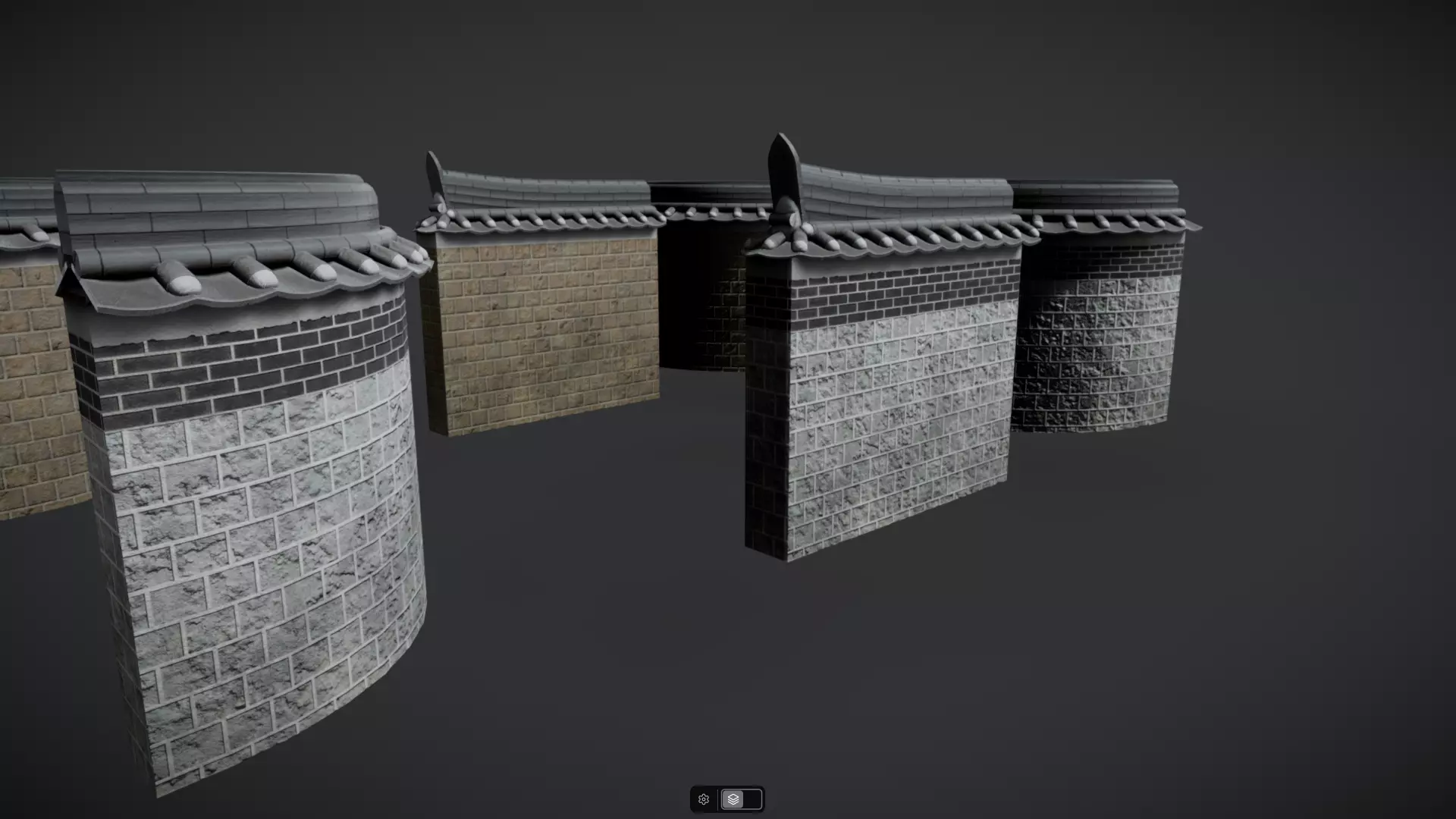 Korean Traditional Hanok Wall 02 - 2 more Texture sets Low-poly 3D model_11