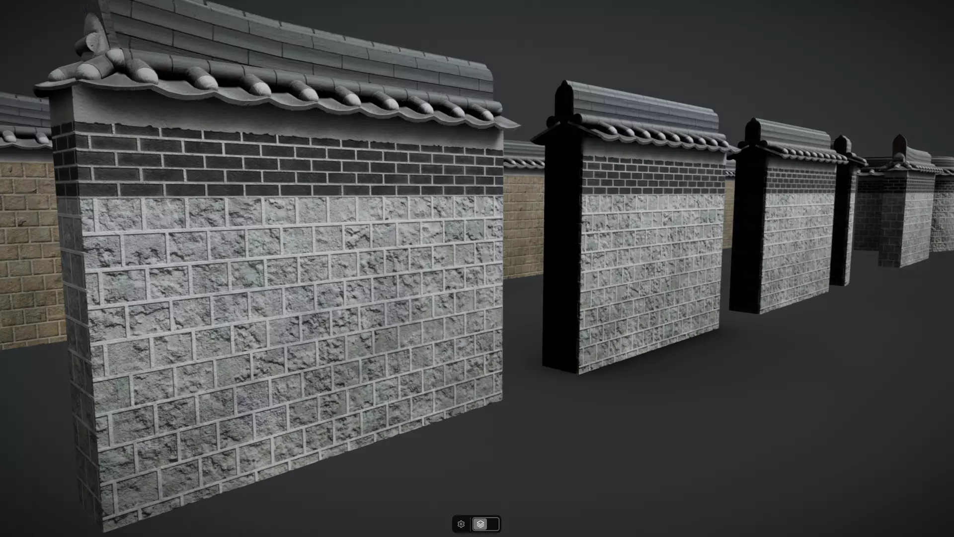 Korean Traditional Hanok Wall 02 - 2 more Texture sets Low-poly 3D model_9