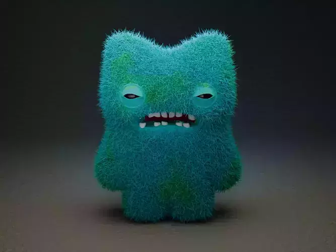 Fuggler blue-green plush keychain toy Low-poly 3D model
