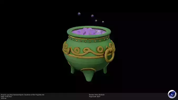 Low Poly Stylized Mystic Cauldron of the Feywild