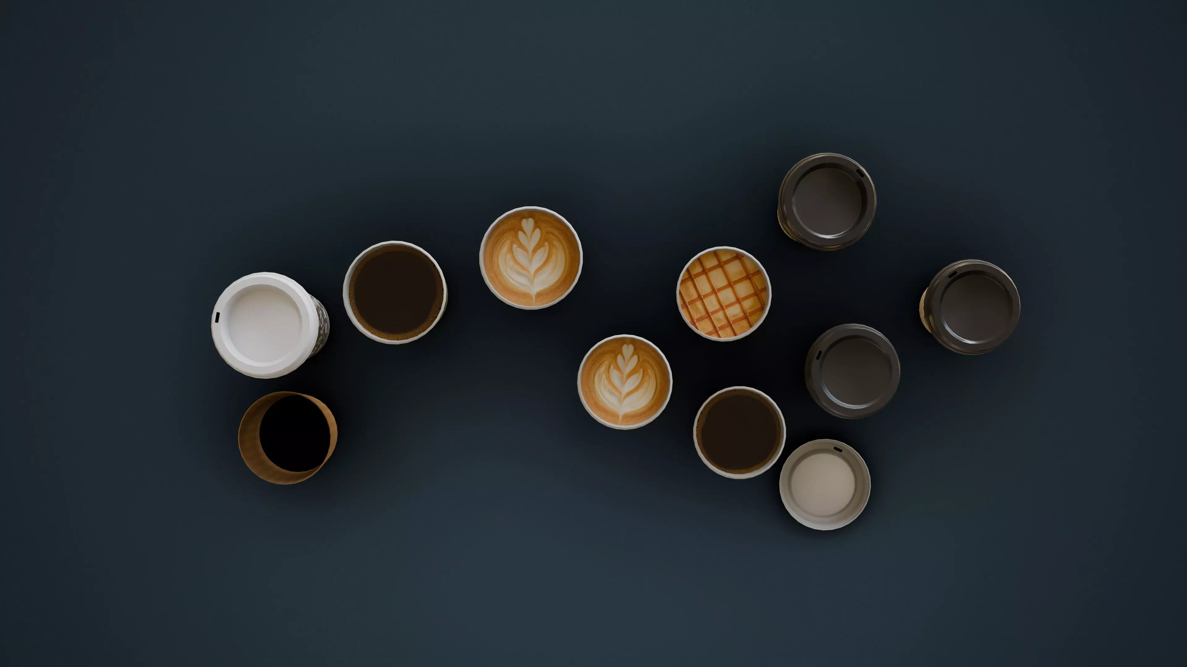 Lattes and Coffee Low-poly 3D model_2