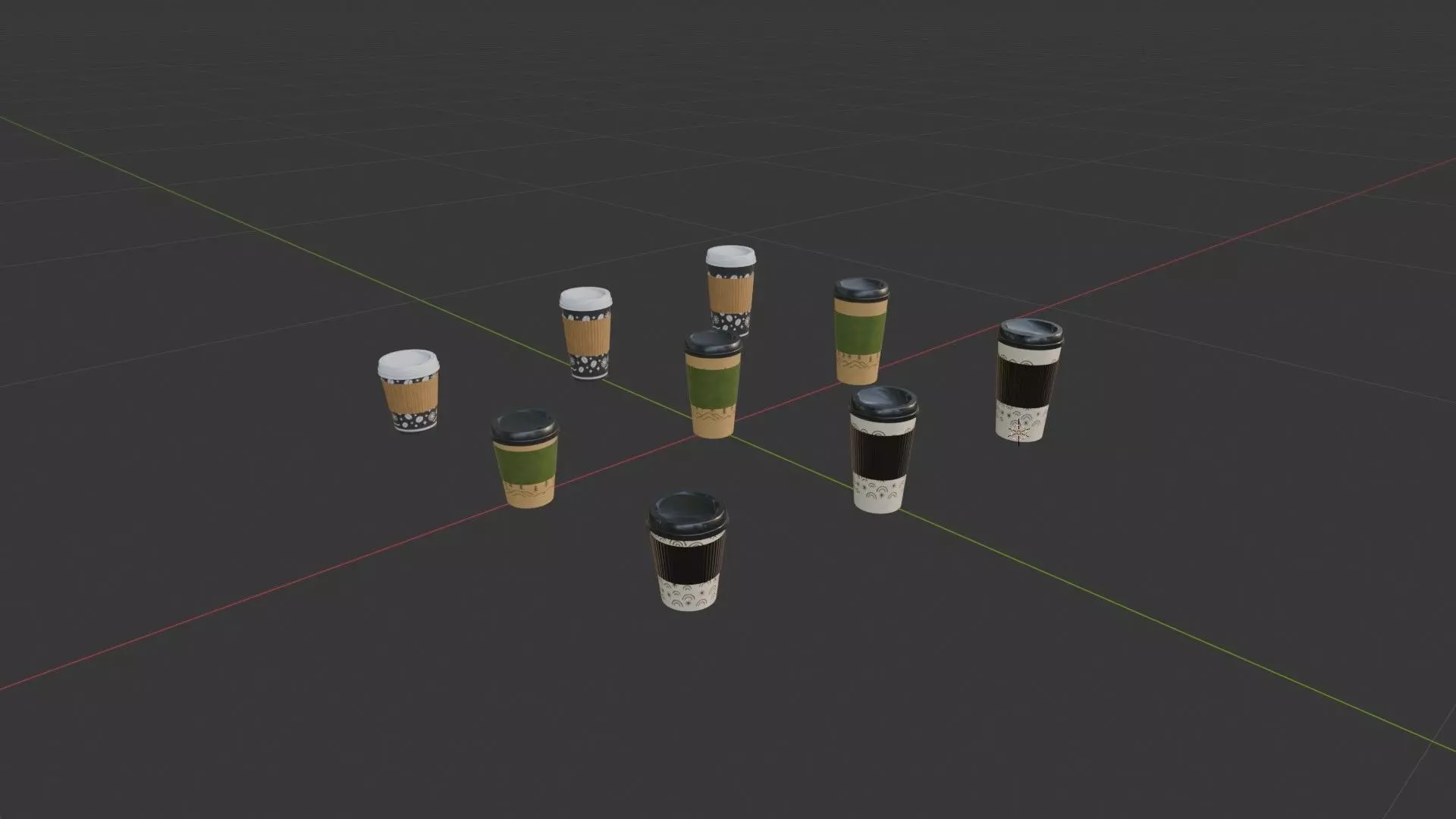 Lattes and Coffee Low-poly 3D model_6