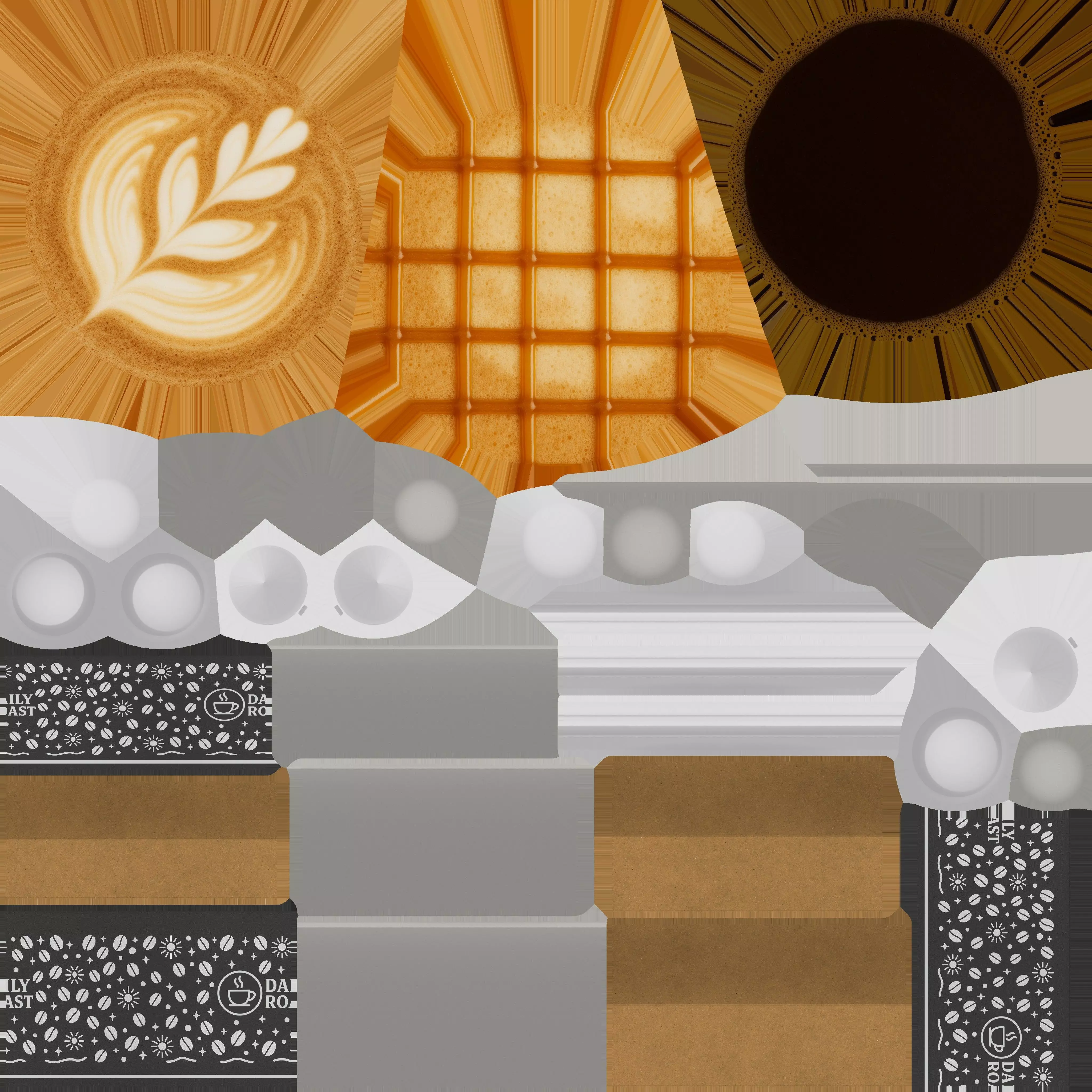 Lattes and Coffee Low-poly 3D model_9