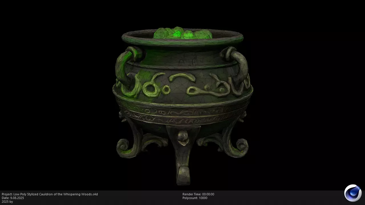 Low Poly Stylized Cauldron of the Whispering Woods Low-poly 3D model_2