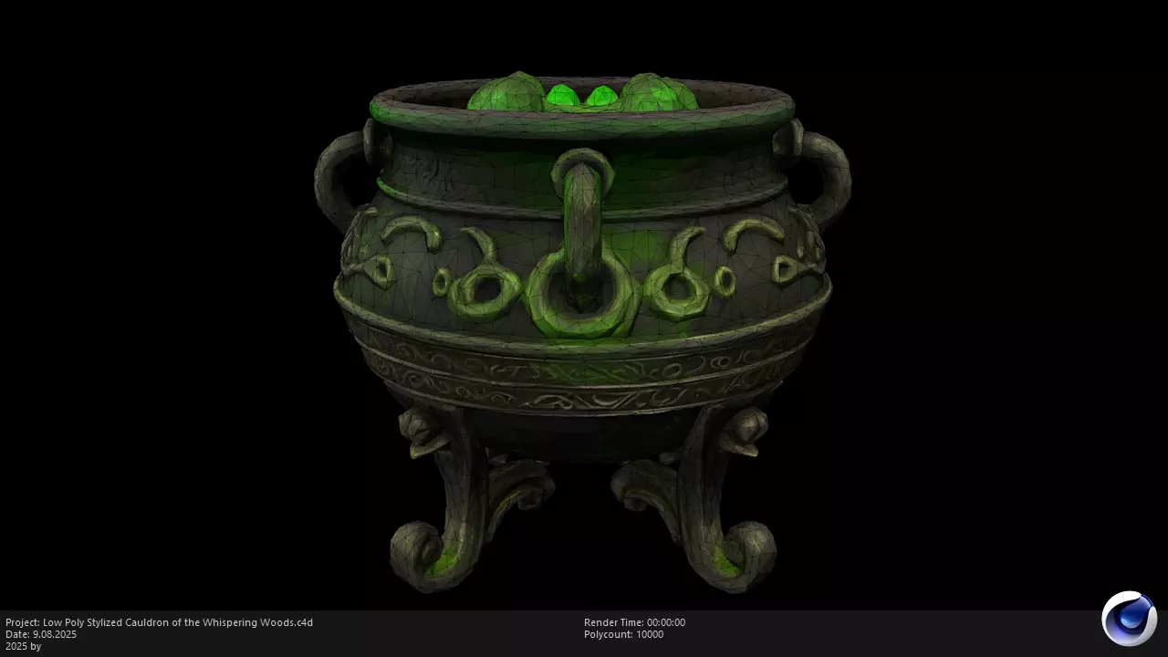 Low Poly Stylized Cauldron of the Whispering Woods Low-poly 3D model_5