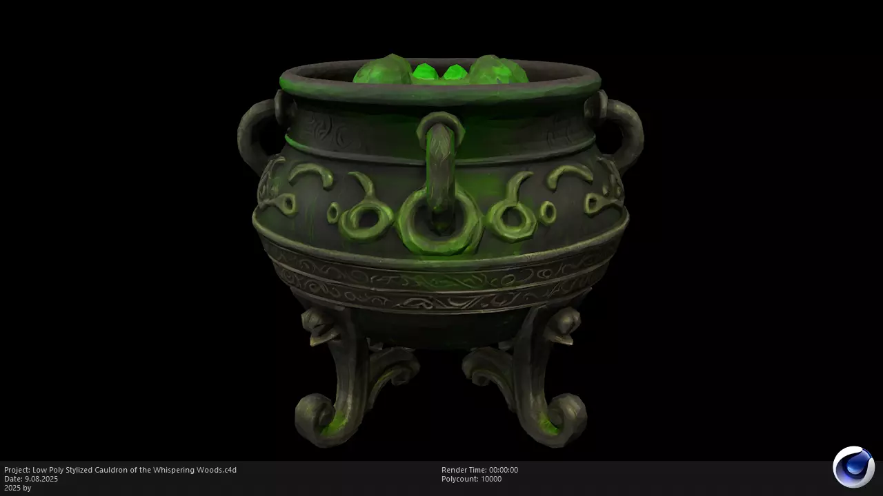Low Poly Stylized Cauldron of the Whispering Woods Low-poly 3D model_4