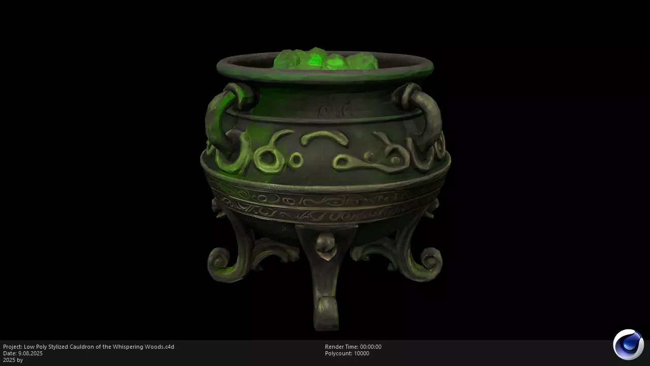Low Poly Stylized Cauldron of the Whispering Woods Low-poly 3D model_0
