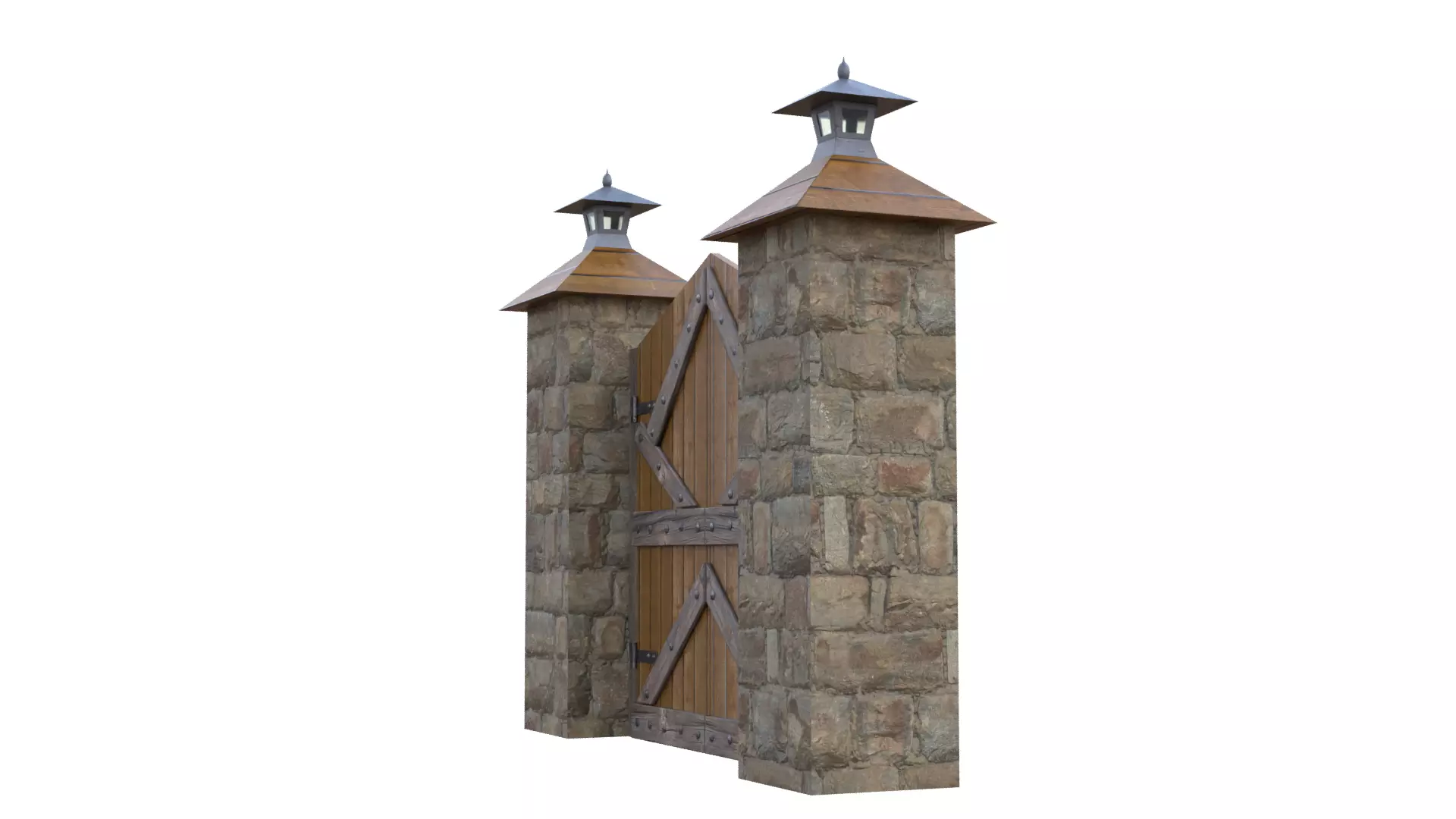 Wooden Farm Gate Low-poly 3D model_38