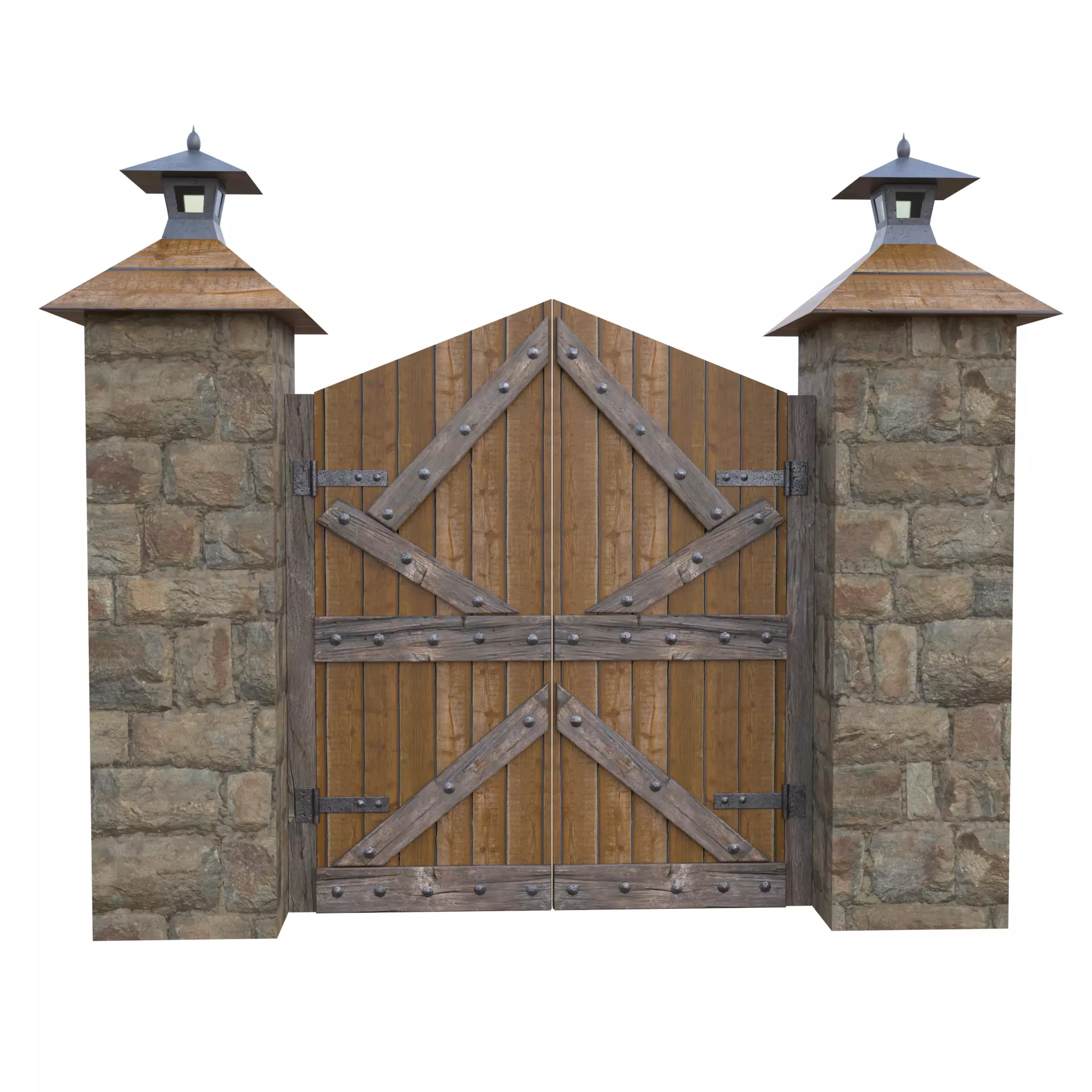 Wooden Farm Gate Low-poly 3D model_1