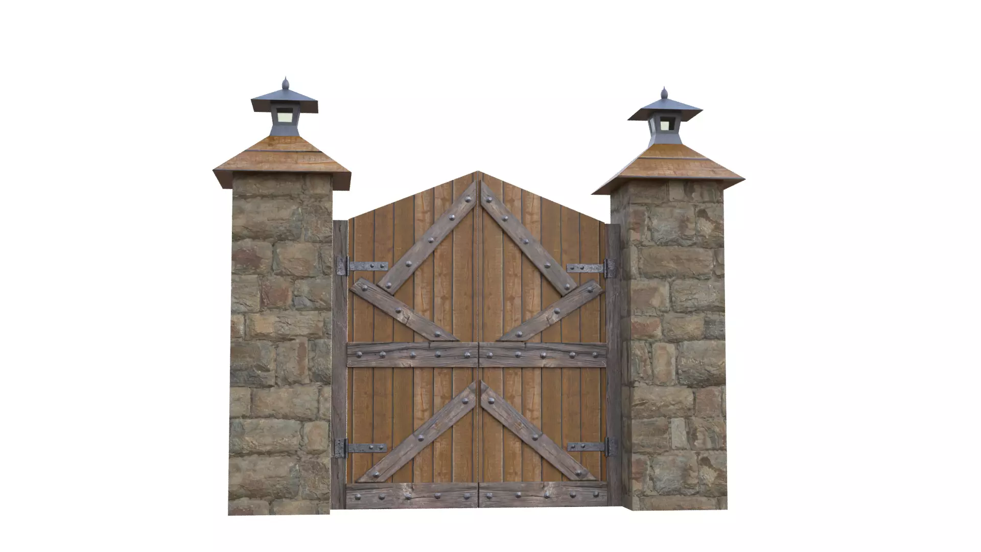 Wooden Farm Gate Low-poly 3D model_45