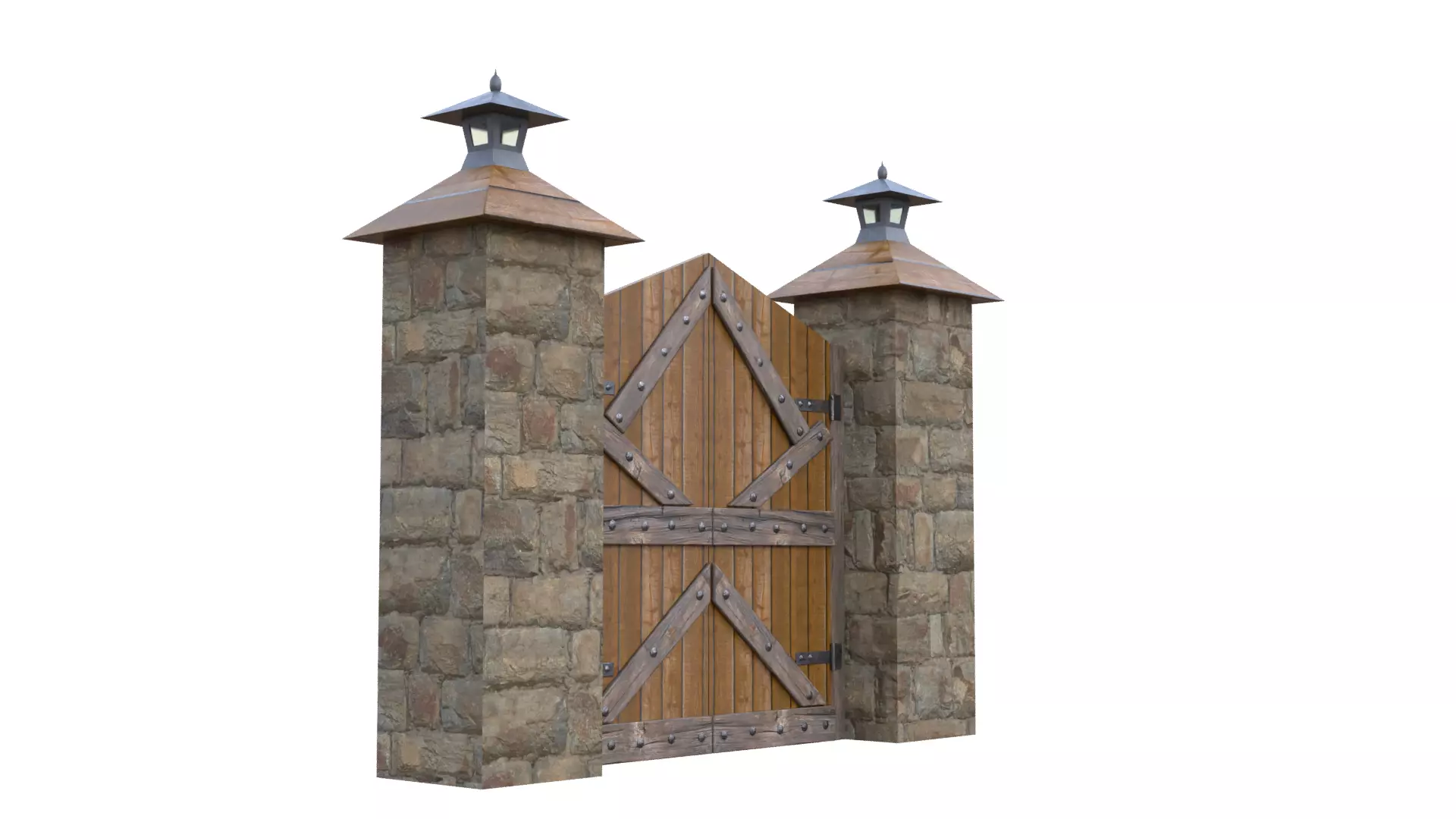 Wooden Farm Gate Low-poly 3D model_14
