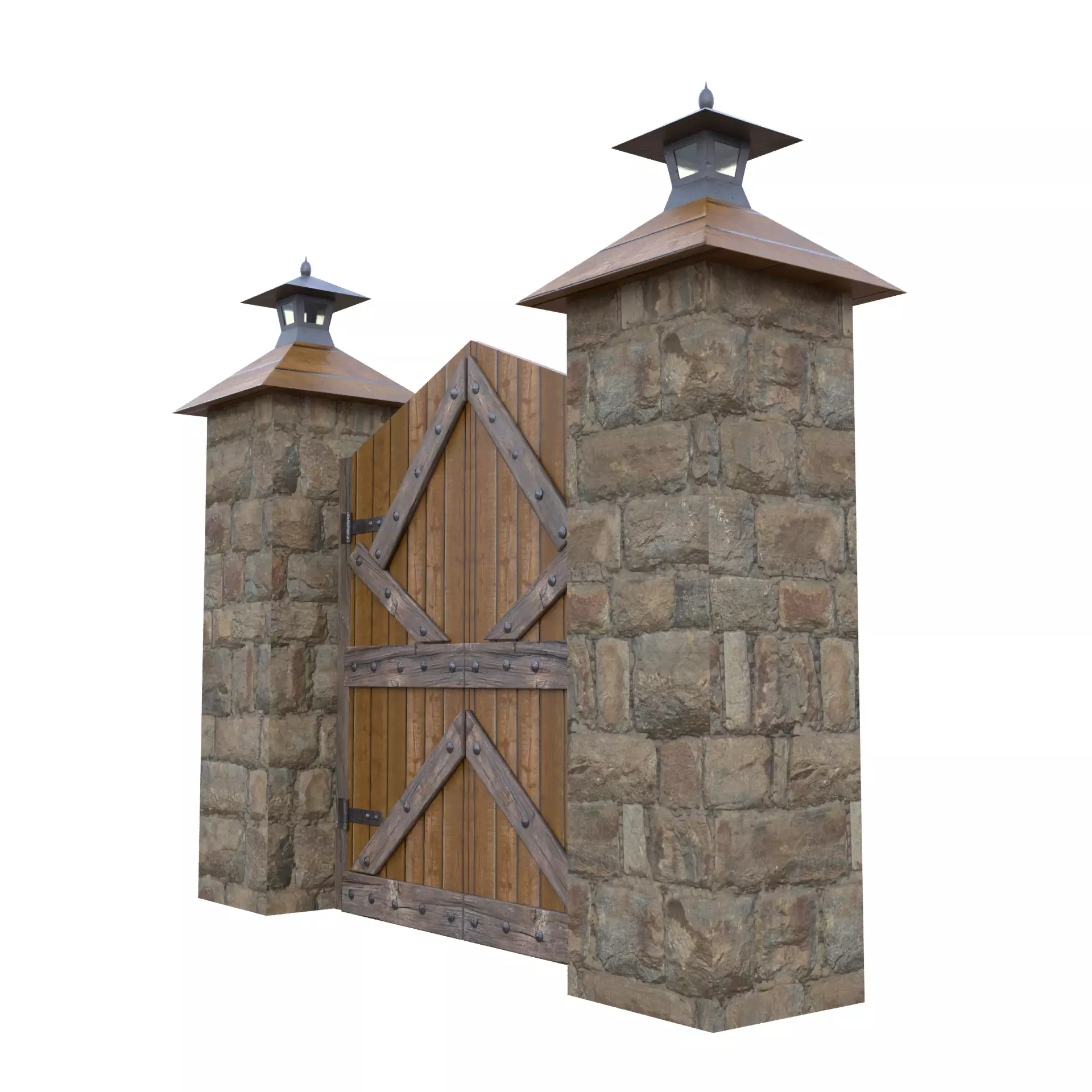 Wooden Farm Gate Low-poly 3D model_2