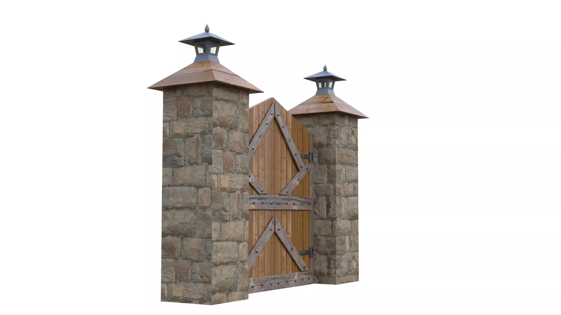 Wooden Farm Gate Low-poly 3D model_15