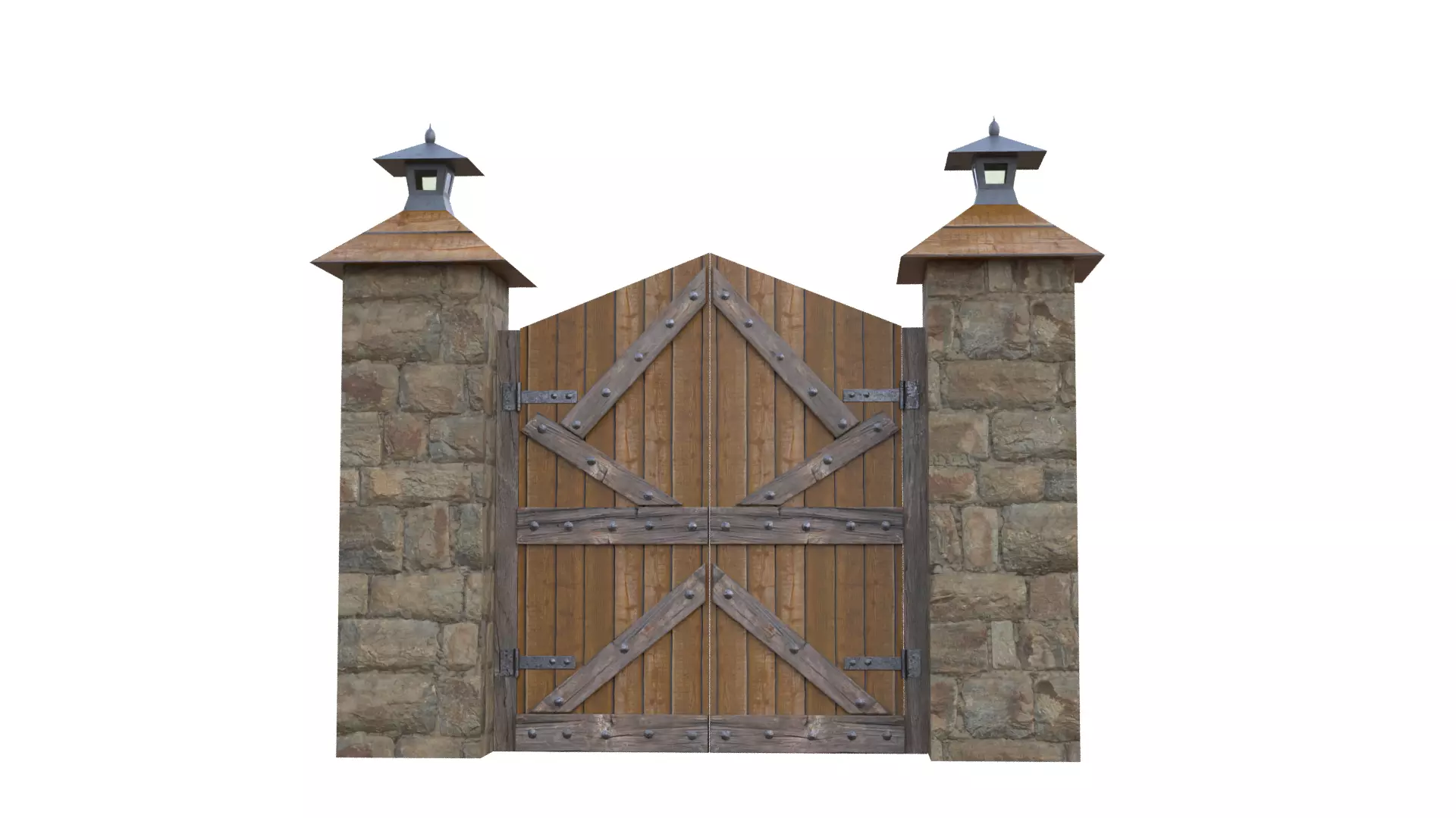 Wooden Farm Gate Low-poly 3D model_44