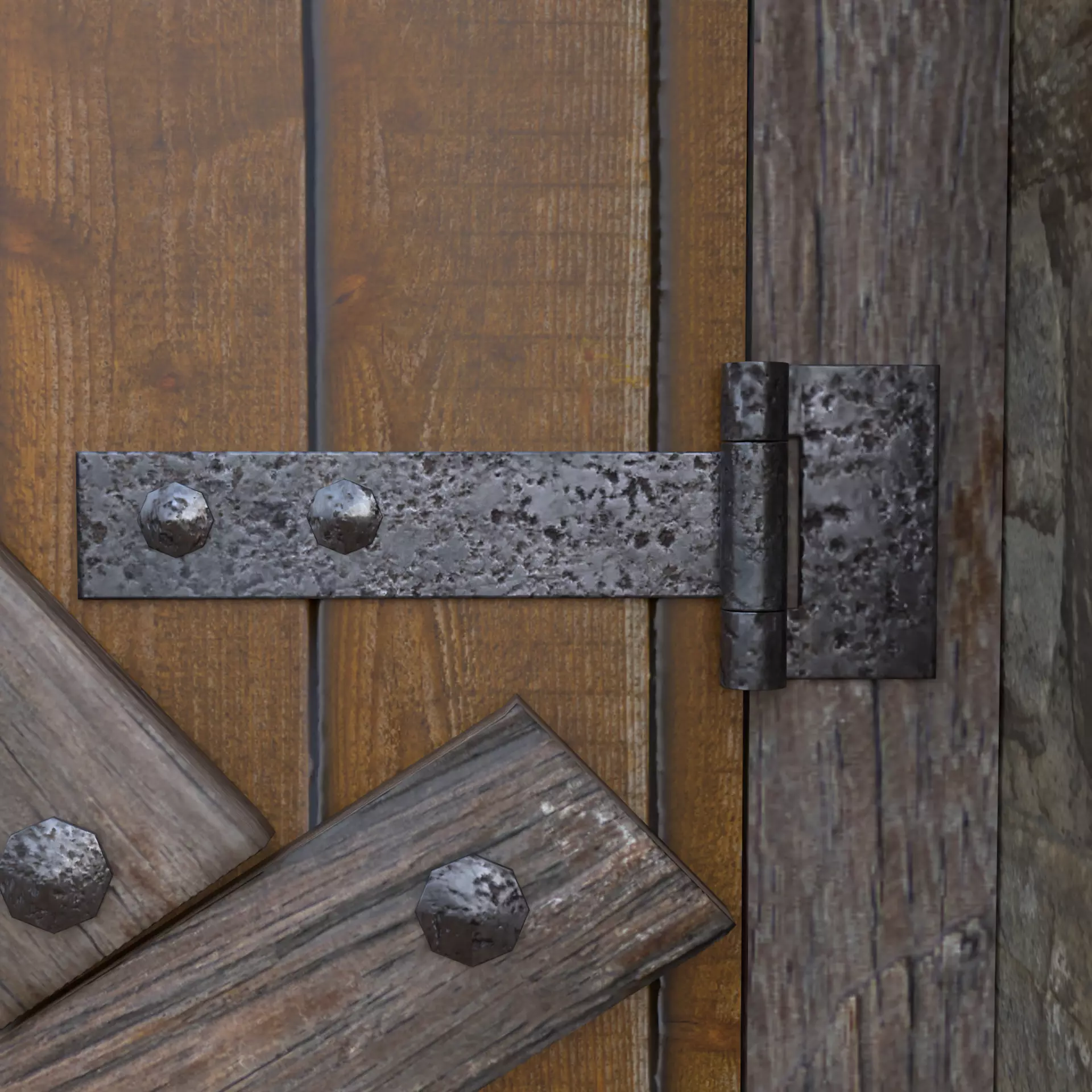 Wooden Farm Gate Low-poly 3D model_6