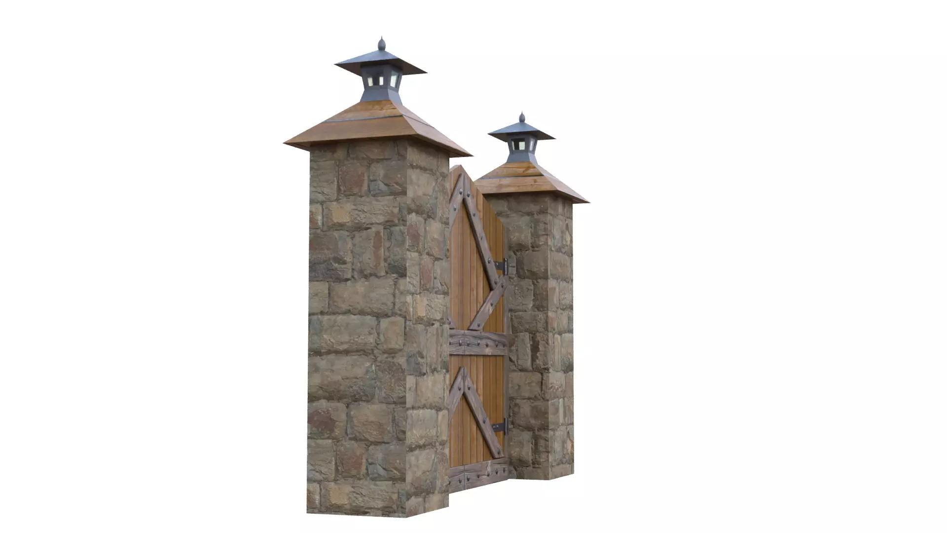 Wooden Farm Gate Low-poly 3D model_16