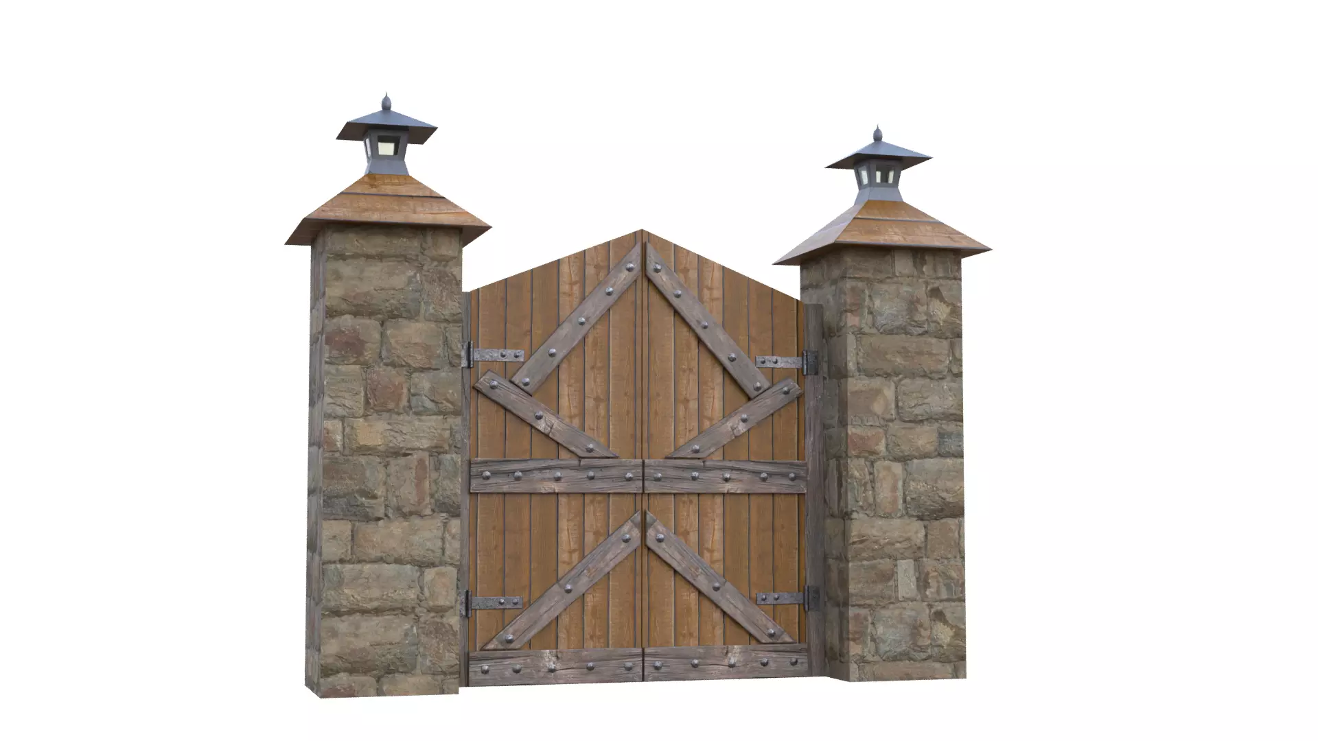 Wooden Farm Gate Low-poly 3D model_11