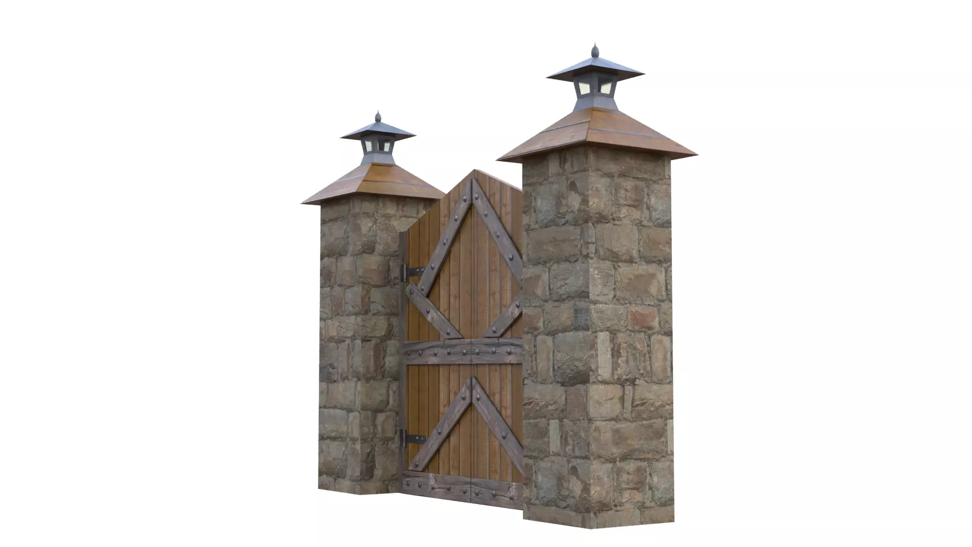 Wooden Farm Gate Low-poly 3D model_39