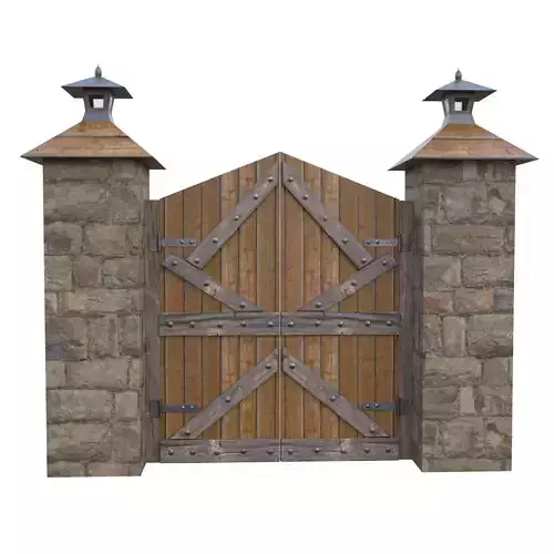 Wooden Farm Gate Low-poly 3D model