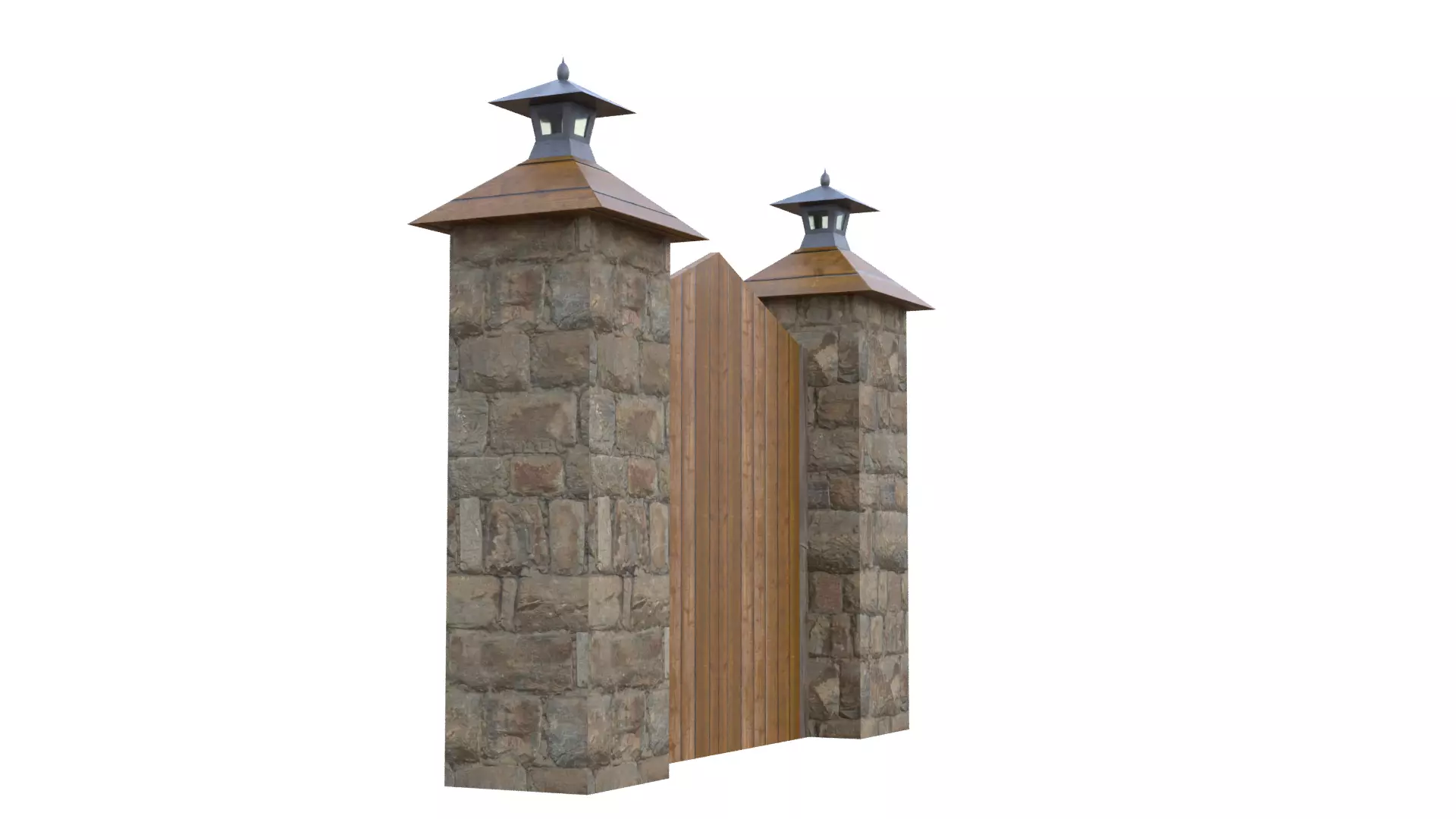 Wooden Farm Gate Low-poly 3D model_33