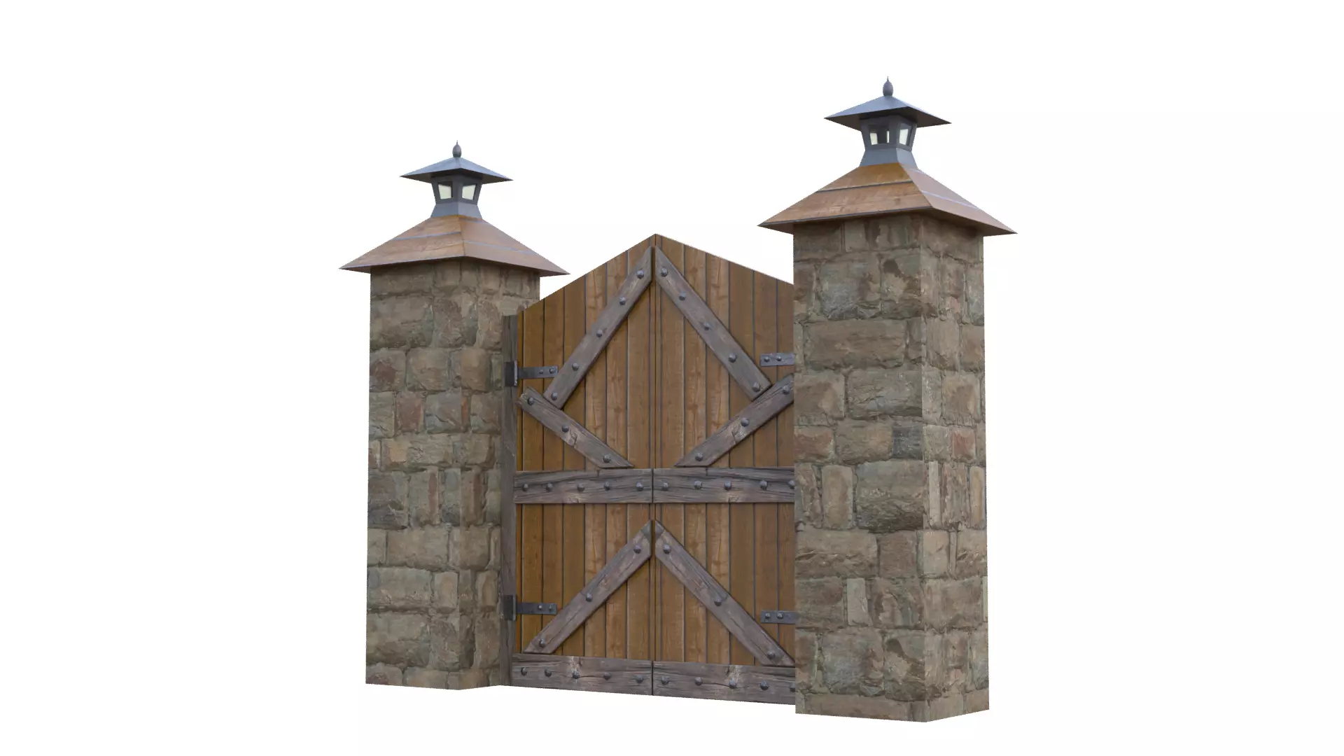 Wooden Farm Gate Low-poly 3D model_41