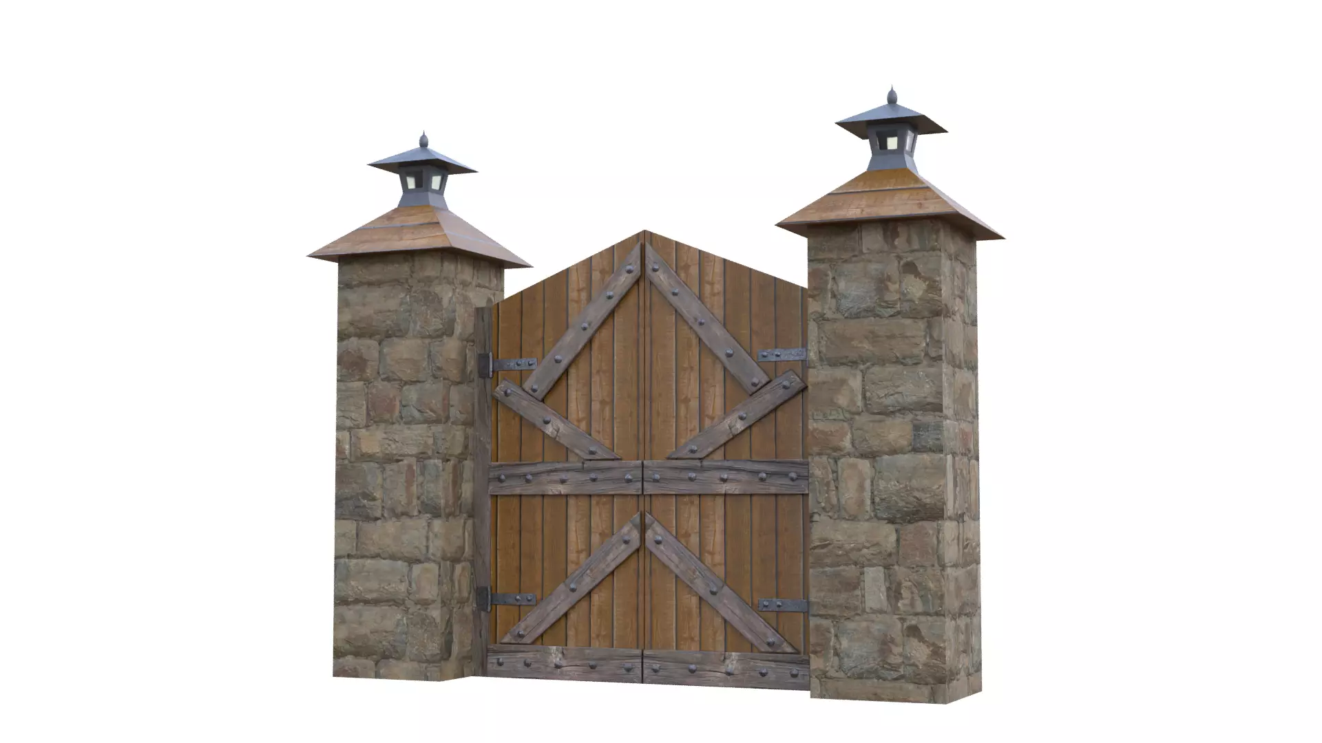Wooden Farm Gate Low-poly 3D model_42
