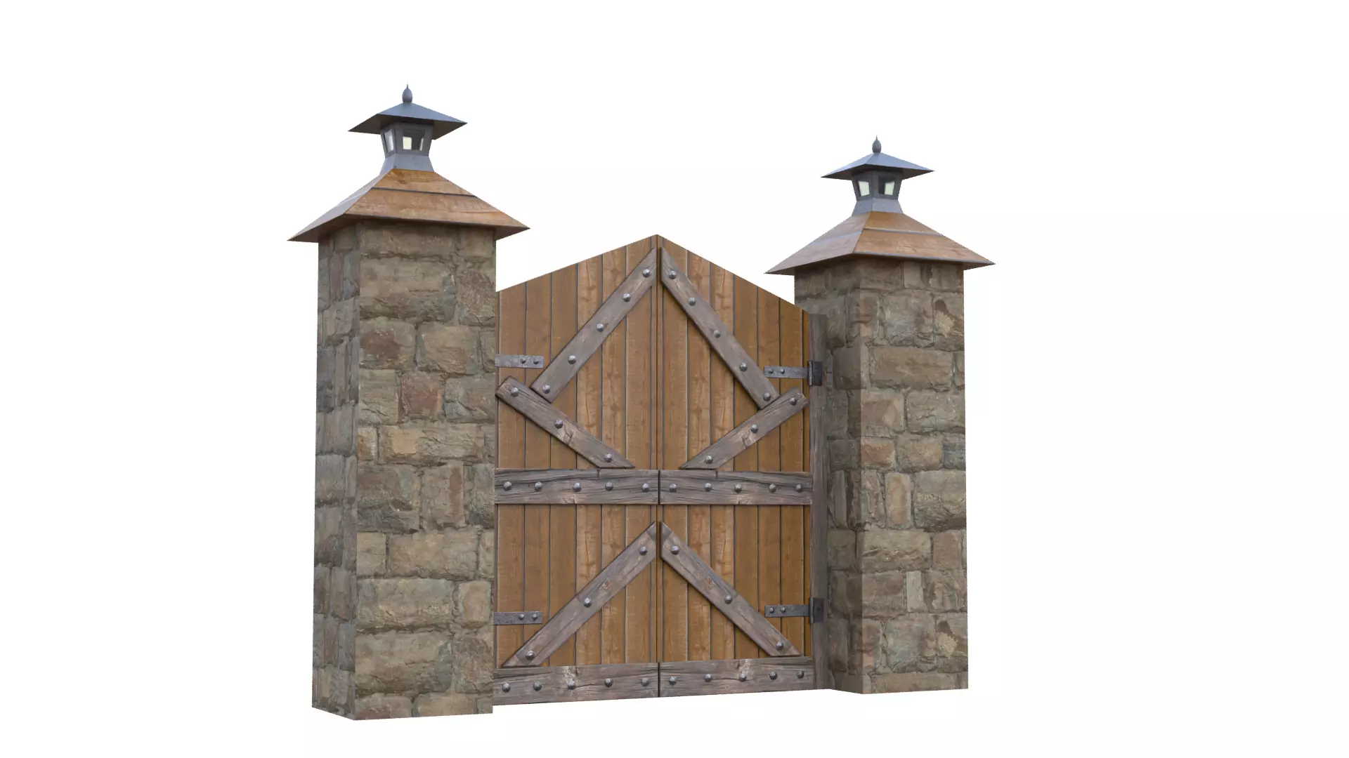 Wooden Farm Gate Low-poly 3D model_12