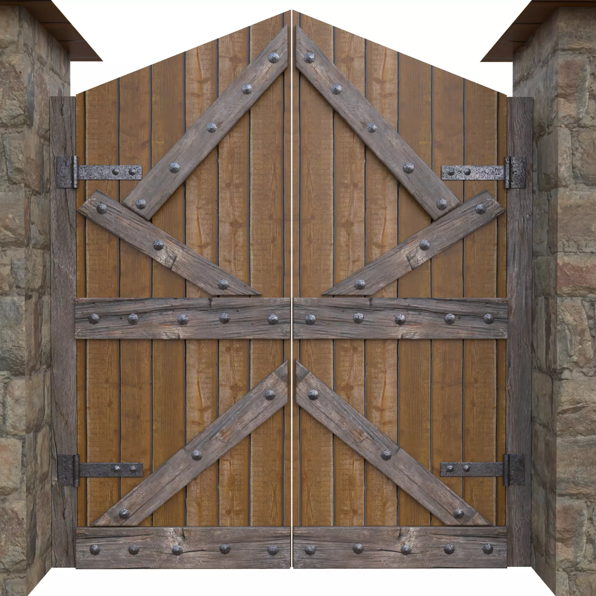 Wooden Farm Gate Low-poly 3D model_3