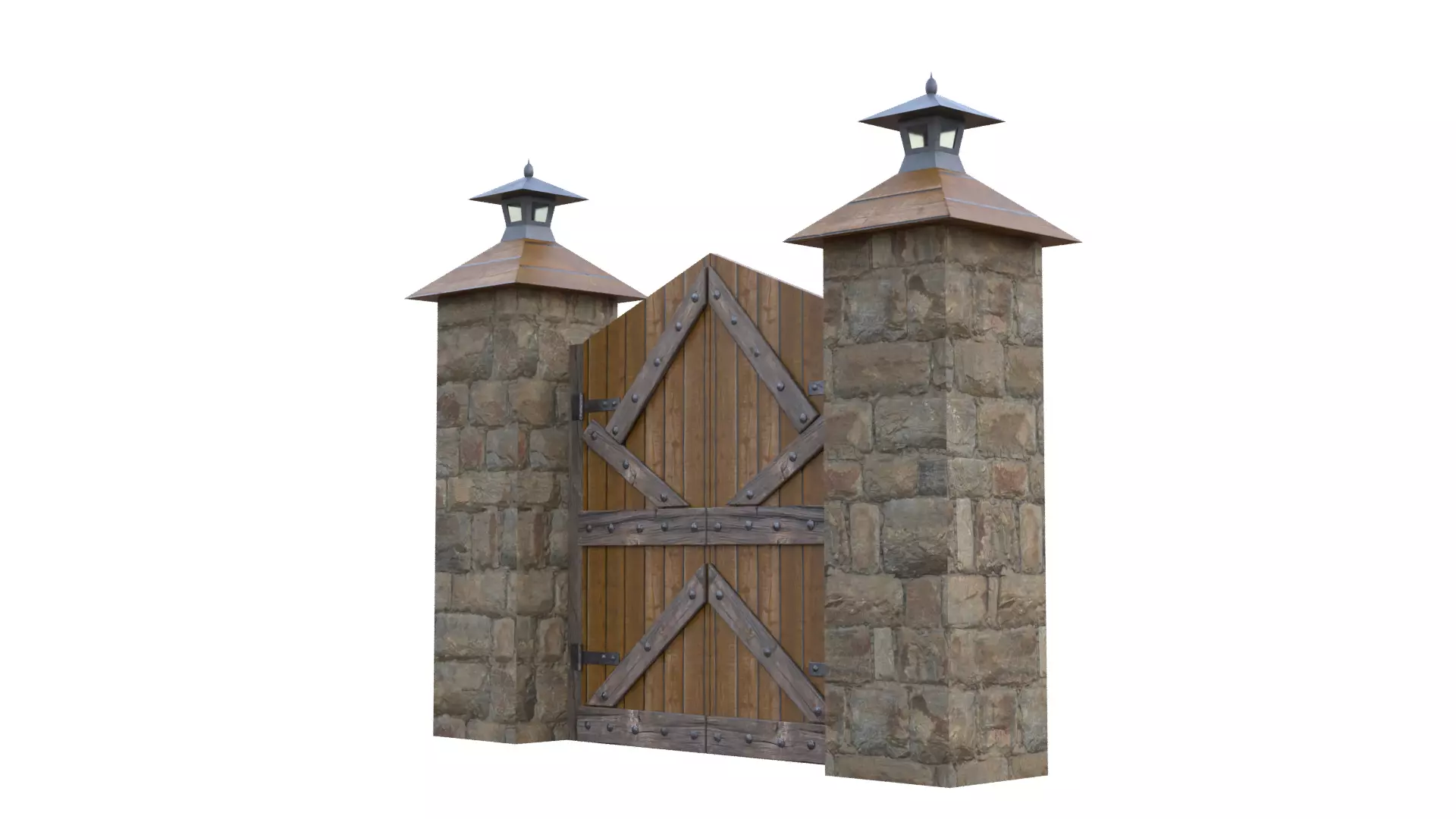 Wooden Farm Gate Low-poly 3D model_40