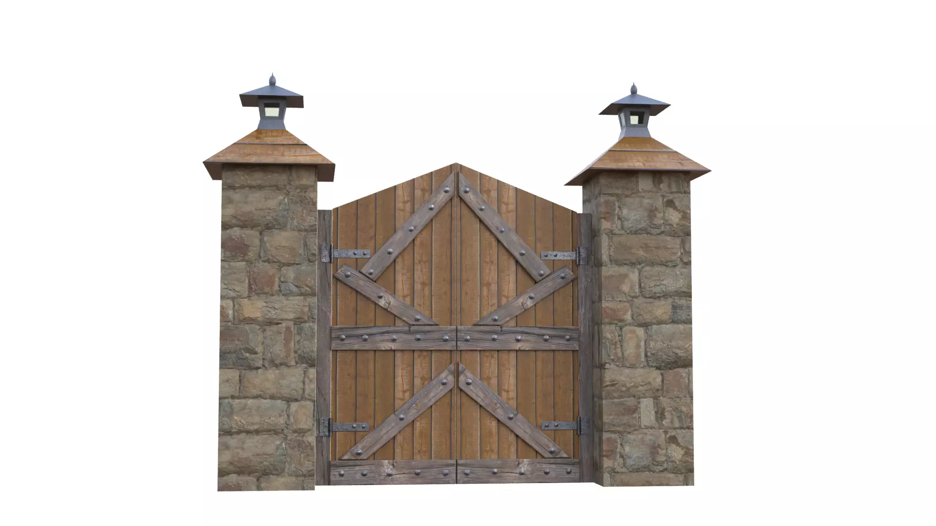 Wooden Farm Gate Low-poly 3D model_10