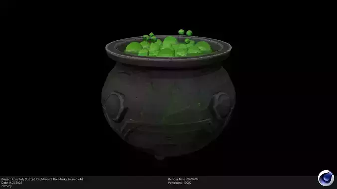 Low Poly Stylized Cauldron of the Murky Swamp Low-poly 3D model Low Poly Stylized Cauldron of the Murky Swamp Low-poly 3D model