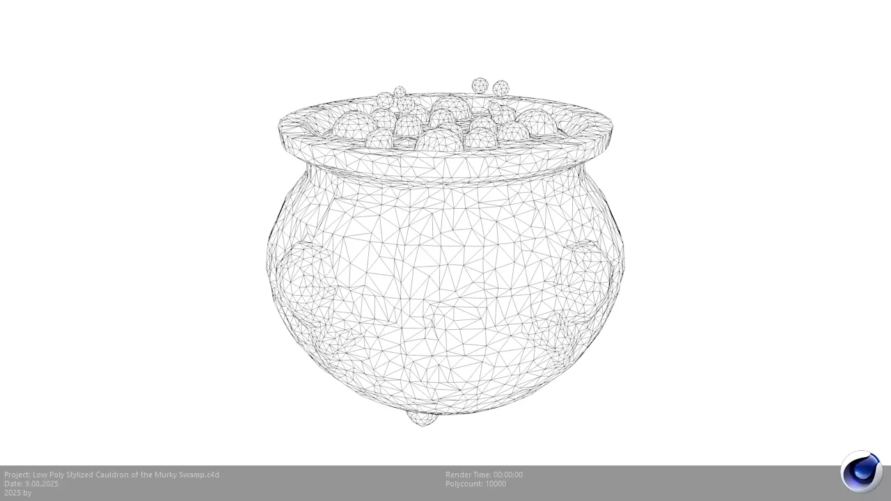 Low Poly Stylized Cauldron of the Murky Swamp Low-poly 3D model_3