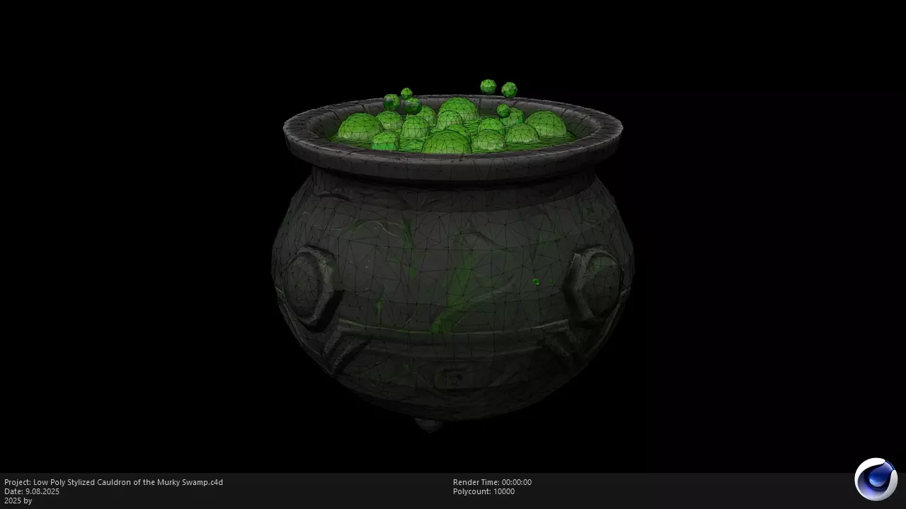 Low Poly Stylized Cauldron of the Murky Swamp Low-poly 3D model_2