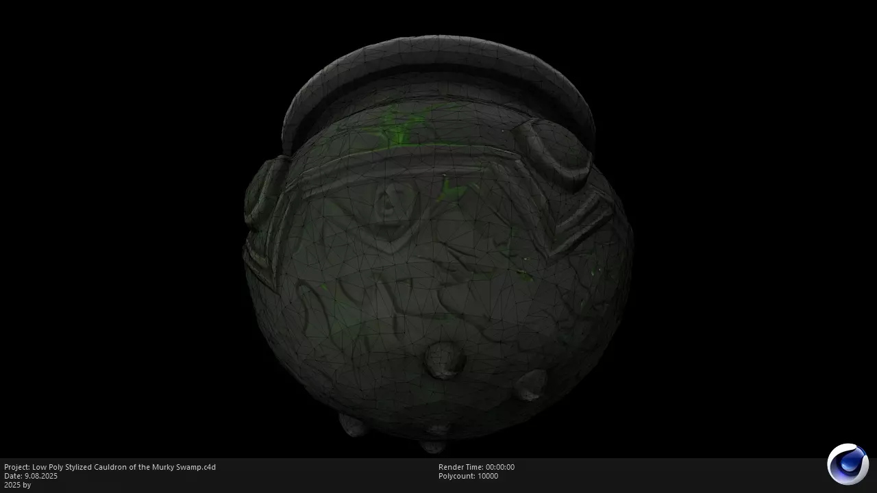Low Poly Stylized Cauldron of the Murky Swamp Low-poly 3D model_8