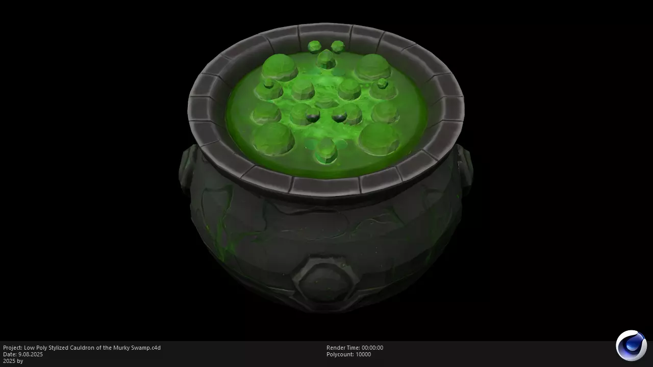 Low Poly Stylized Cauldron of the Murky Swamp Low-poly 3D model_4