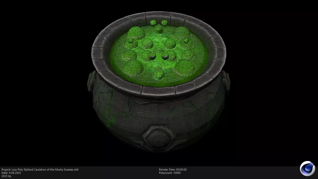 Low Poly Stylized Cauldron of the Murky Swamp Low-poly 3D model_5
