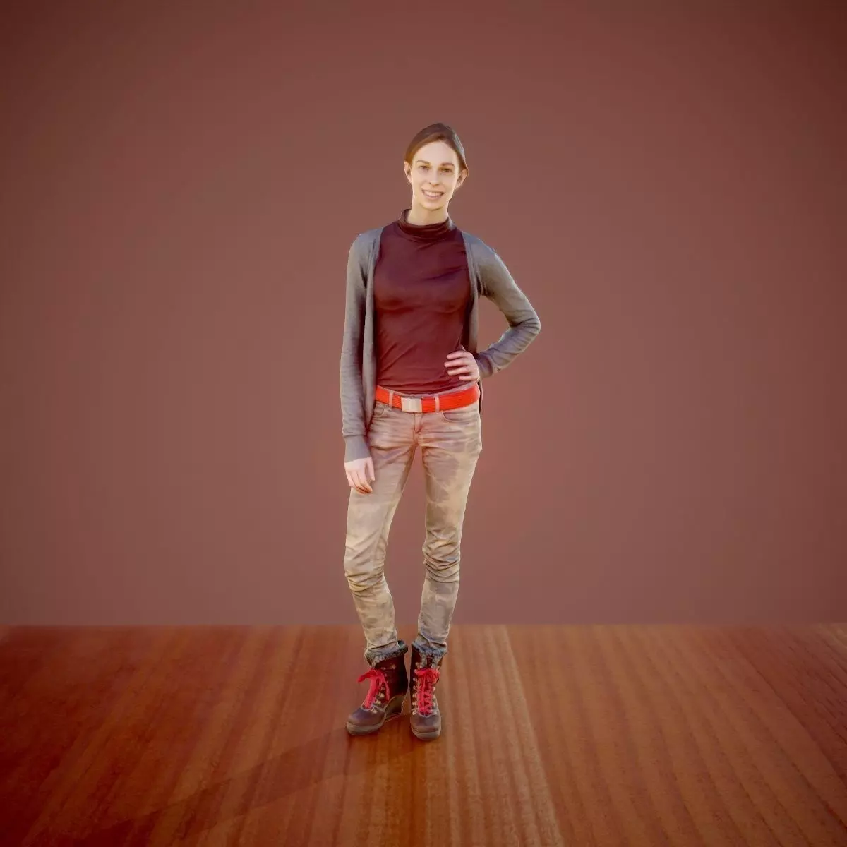 Natural Smile Posed Girl Low-poly 3D model