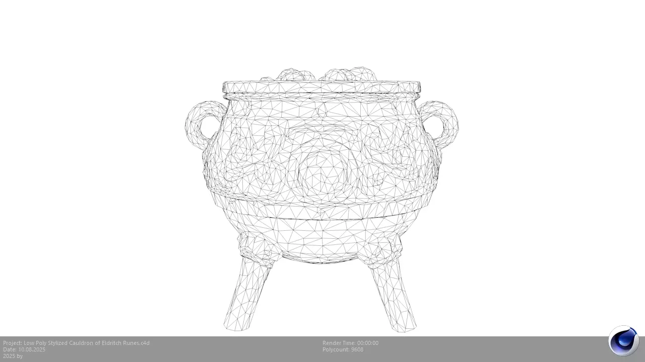 Low Poly Stylized Cauldron of Eldritch Runes Low-poly 3D model_6