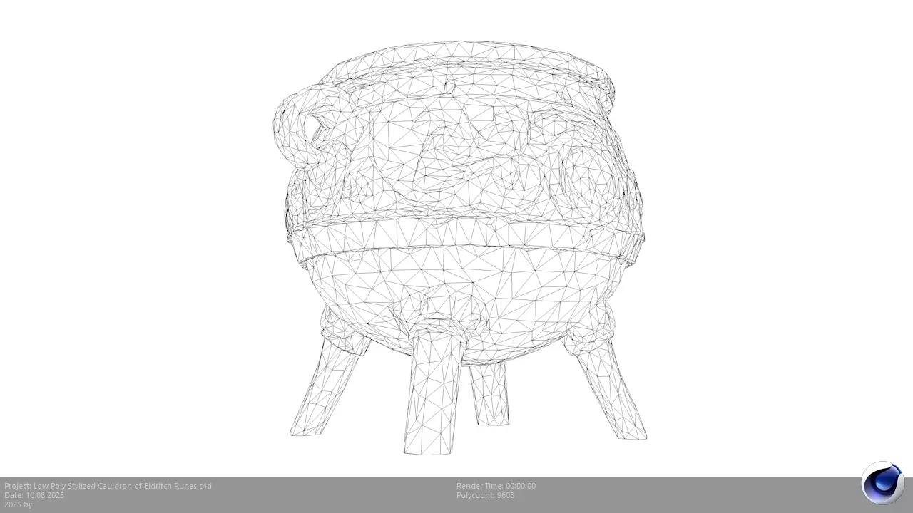 Low Poly Stylized Cauldron of Eldritch Runes Low-poly 3D model_9