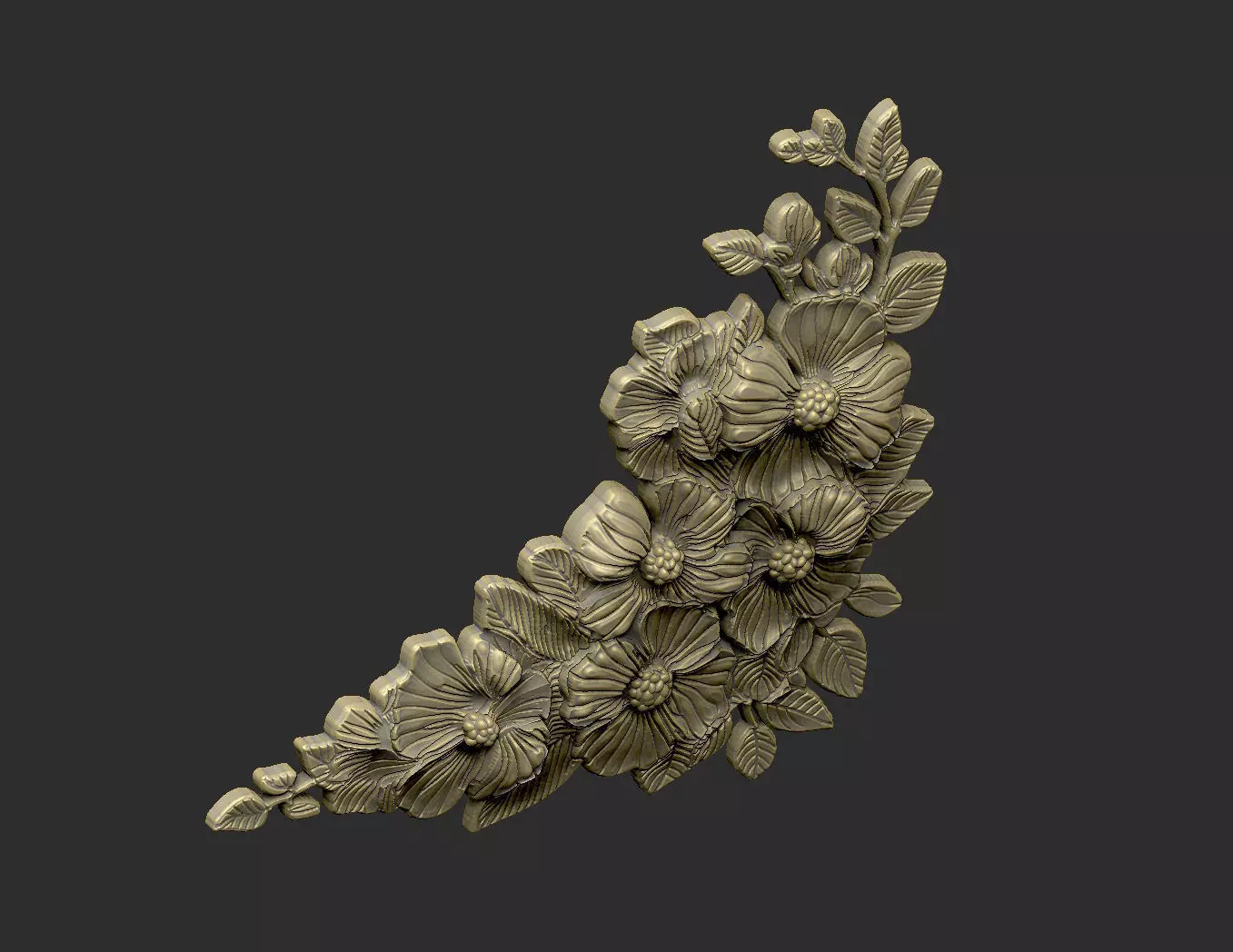 Flower cluster design detail Sakura forget rose 3D print model_2